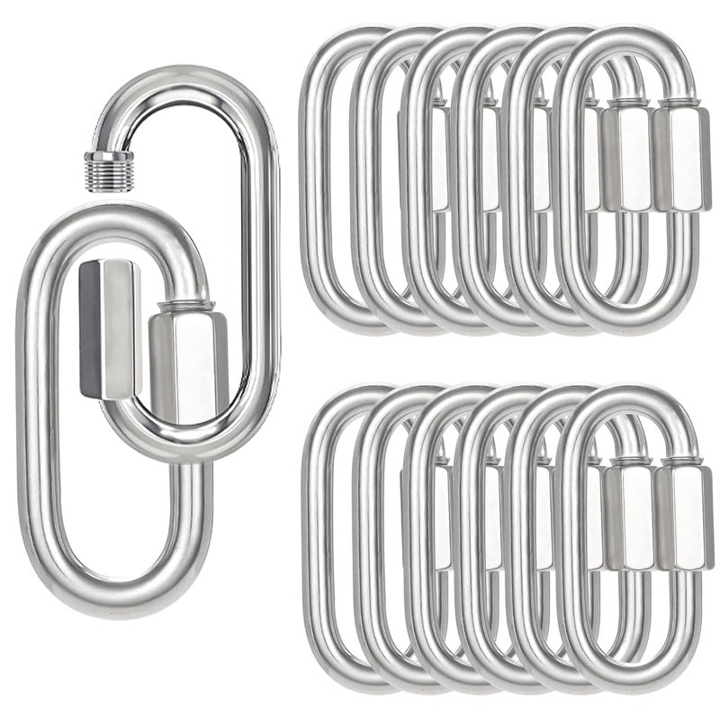 XHMAXE 15PCS 3 Inches Quick Link Chain Connectors, M8 Screw Heavy Duty Chain Links, 5/16" Galvanized Steel Locking Carabiners for Connecting Hammock, Key Chain, Pet Leash,Gym,Camping, 1525 Lbs Capacity - Image 1